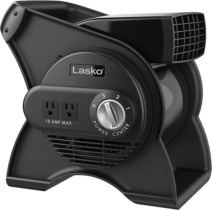 Lasko Metal Commercial Grade Electric Plug-In High Velocity Floor Fan, Black H20660 & U12104 High Velocity Pro Pivoting Utility Fan for Cooling, Ventilating, Black 12104 12.2 x 9.6 x 12.3 inches