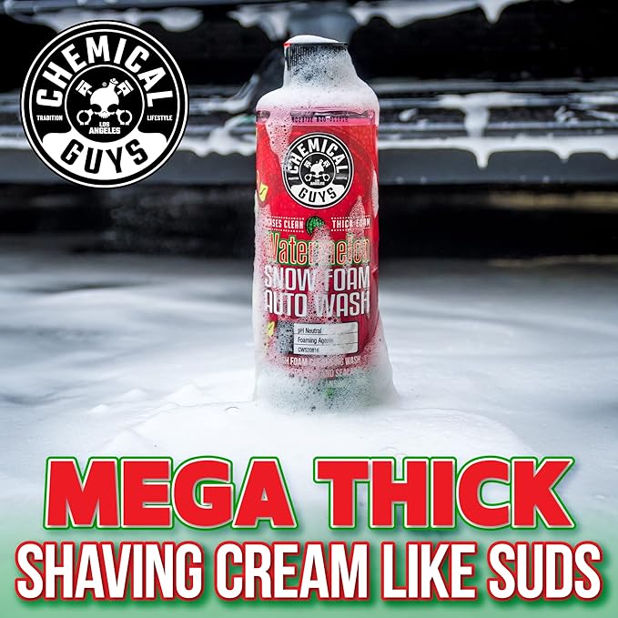 Chemical Guys Car Wash Soap for Foam Cannon or Bucket, Watermelon Snow Foam Car Wash Soap for Trucks, Motorcycles, RVs & More, Super Suds, Watermelon Scent - 128 oz (1 Gallon)