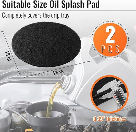 Saillong 2 Pcs 18'' Round Oil Drain Splash Pad, No Splatter Pad Fit 1.5-20 Gal Oil Drain Pan, Anti Splash Oils Change Mat for Car Changing Oils Transmission Drains Pan