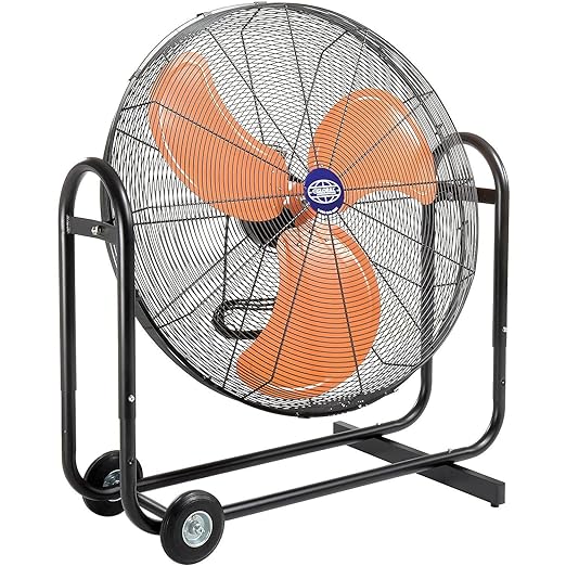Global Industrial 36" Portable Tilt Blower Drum Fan, Direct Drive, 13,300 CFM, 2/3 HP, 2 Speeds, 120V, Mobile Drum Fan for Warehouses, Loading Docks, Garages
