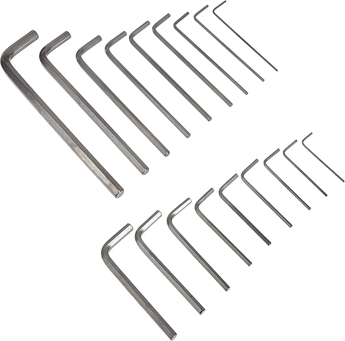 Amazon Basics 36-Piece Allen Wrench/Hex Key Set, SAE & Metric Sizes, Chrome Vanadium Steel with Long Arm, 2 Organized Storage Cases