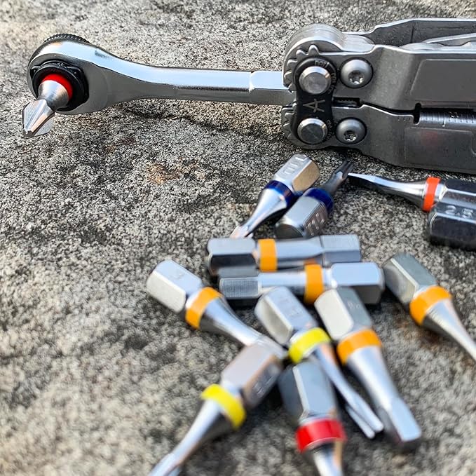 711L Hex End EDC Ratchet Wrench - Accessory for Multitools with 1/4" Hex Bits Adapters - Compatible with 1/4 Inch Socket Extensions