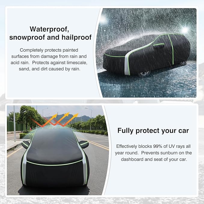 Cartist 420D Car Cover Fits for Ford Bronco Sport 2021-2025 2026,All Weather Car Covers for Bronco Sport Accessories with Zipper Door & Reflective Safety Strips,Sun Rain Snow Dust Uv Protection