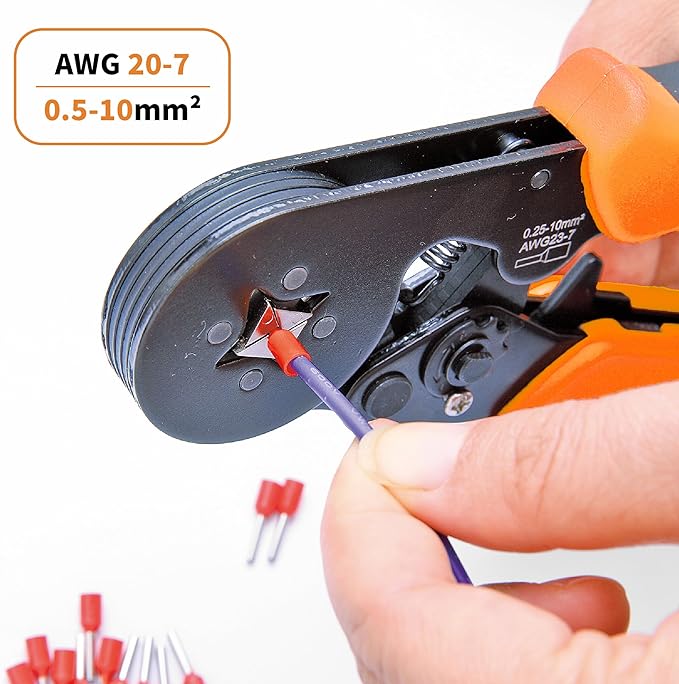 Ferrule Crimping Tool, Wire Ferrule Kit with 1200PCS Wire End Ferrules & Crimper Plier, Adjustable Ratchet Pliers for AWG 23-7 (0.25-10mm²) Electrical Wire Connectors