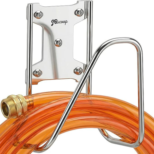 JBscoop Garden Hose Holder, Stainless Steel Wall Mount for Water Hose & Extension Cords, Heavy Duty & Rust Proof