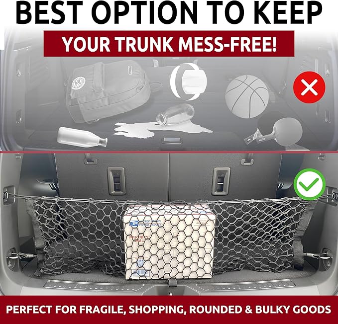 Envelope Style Trunk Mesh Cargo Net for GMC Acadia Buick Enclave Chevy Traverse 2010-2025, Automotive Exterior Accessories - Premium Car Storage Organizers, Cargo Bed Net For Pickup Truck