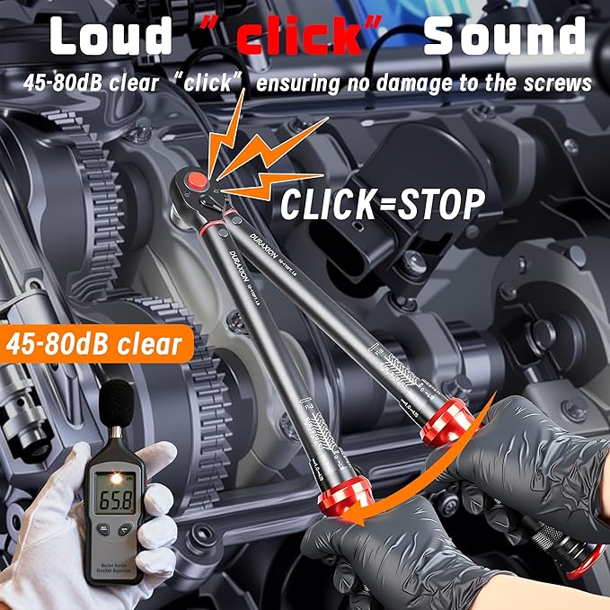 3/8-Inch Drive Torque Wrench 10-110ft.lb/13.56-149.14Nm, ±3% Precision Dual Direction Torque Wrenches with 72-Tooth Dual Range Scales with Ft.Lbs and N.m
