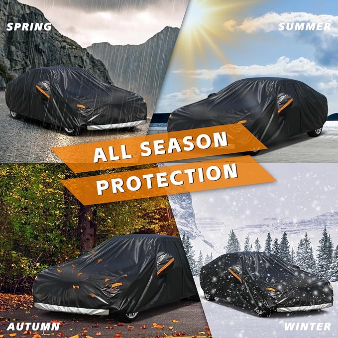 7 Layer Car Cover Custom Fit Hyundai Genesis Sedan (2008-2016) Waterproof All Weather, Heavy Duty Outdoor Snow Sun Rain Uv Protection (Ships from US Warehouse, Delivery 3-8 Days)