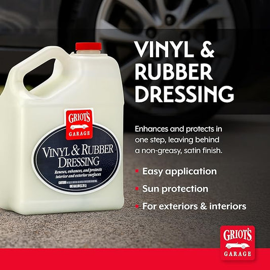 Griot's Garage Vinyl and Rubber Dressing for Car Detailing, Exterior and Interior Auto Cleaner and Protectant for Trim, Tires, Plastic, and More, 11175, One Gallon