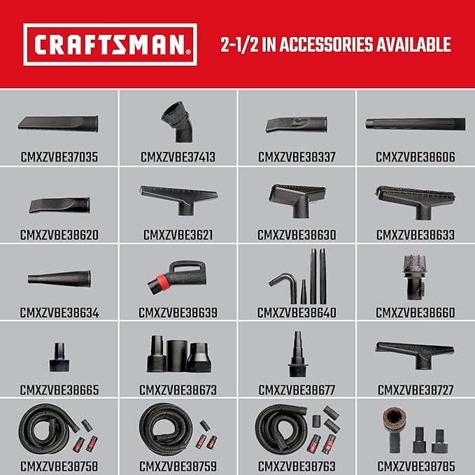 CRAFTSMAN CMXZVBE38633 2-1/2 in. Floor Brush Wet Dry Vac Attachment, Industrial-Grade 14 inch Wide Shop Vacuum Accessory with Bristles for Cleaning Larger Areas, Fits 2-1/2 in. Hose Diameter