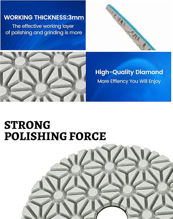 Wet/Dry 3 Step 4 Inch Diamond Polishing Pads,Step 2 Granite Polishing Pads for Granite Quartz Marble Concrete Terrazzo