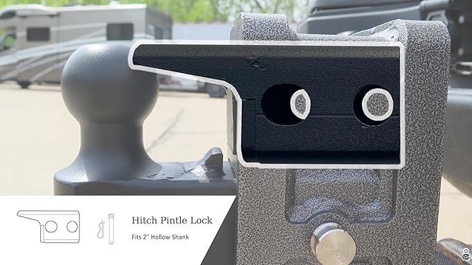 Hitch Pintle Lock for GEN-Y Hitch, 2" Hollow Shank Replacement Lock, 16,000 lbs Towing Capacity, Heavy Duty Tube Steel Construction, Anti-Rust Black Finish, Towing Safety Lock