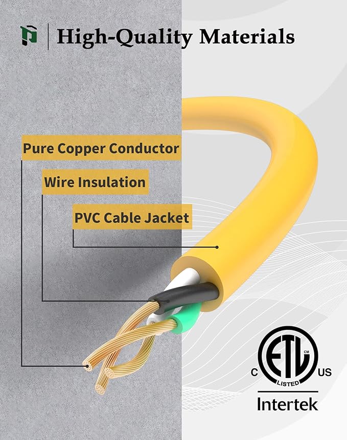 100Ft 12/3 Outdoor Extension Cord with 3-Outlets, Heavy Duty 12 Gauge 3 Prong Extension Cord Waterproof with Lighted end, 15A 12AWG 1875W SJTW, ETL Listed - Great for Garage, Garden and Home, Yellow