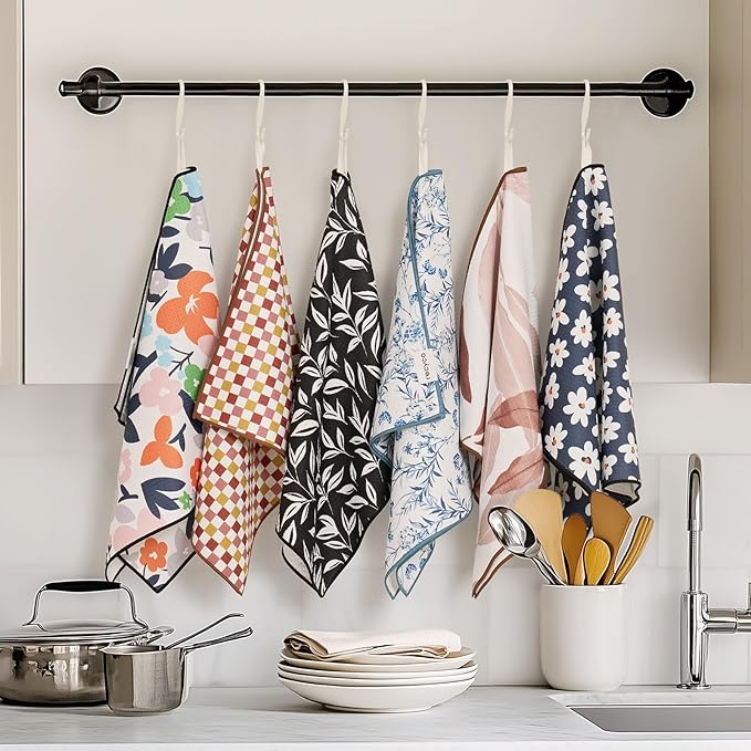 RECYCO Waffle Kitchen Towel Set of 2 - Quick Dry Microfiber Sustainable Dish Towels - Ultra Absorbent Reusable Cleaning Tea Towels - Lightweight Hand Towels,16”x 28”, Whimsy Petals