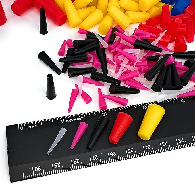 High Temp Masking Supply 235 Piece Silicone Rubber Plug Set - Sizes 1/32" to 1" - Tapered Stoppers for Powder Coating, Painting, Ceramic Coating, Sealing Holes - Non-Toxic, Flexible, Reusable