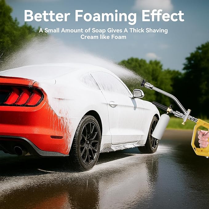 Foam Cannon Dual Connector Accessory, Pressure Washer Double Tip Attachment for Car Wash, 6 Pressure Washer Nozzle Tips, 1/4" Quick Connect, 5000PSI