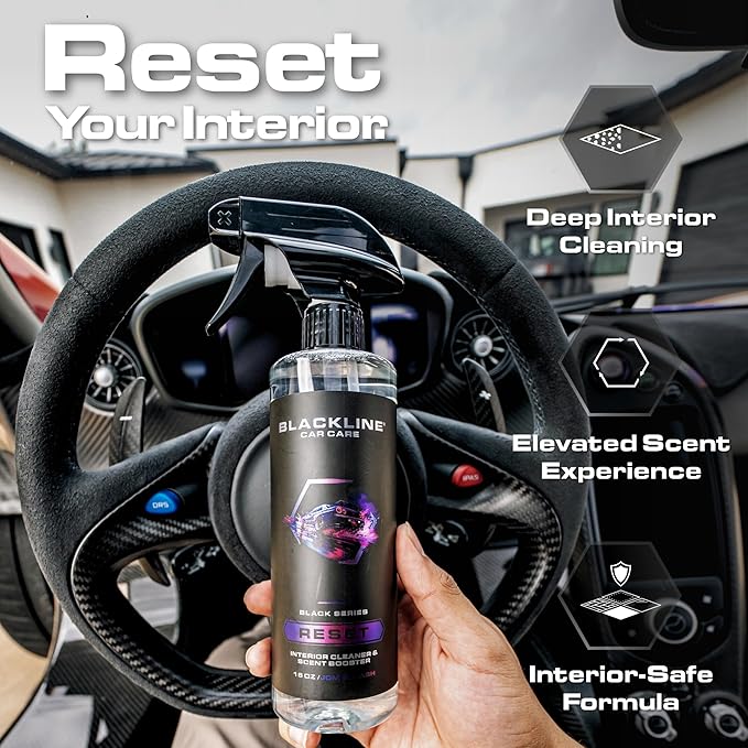 Blackline Luxury Scented Interior Cleaner Reset Deep Cleans & Deodorizes All Surfaces, pH-Neutral High-Foam Formula, Long-Lasting Premium Fragrance for Car - JDM Squash