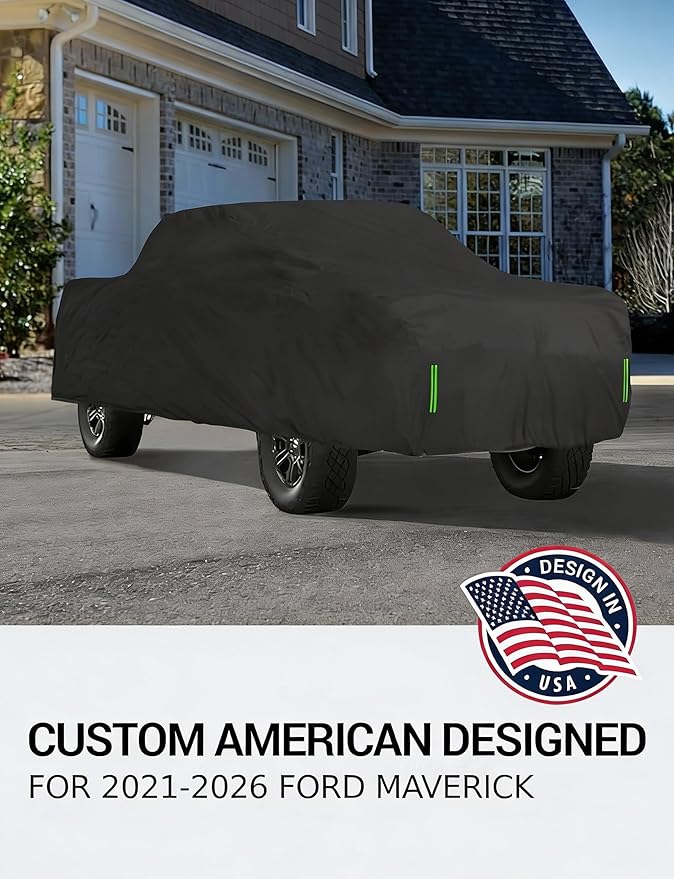 Proadsy 2026 Upgrade Car Cover for 2021-2025 2026 Ford Maverick, Waterproof All Weather for Automobiles, Windproof Snowproof Rain Hail Sun UV Protection Full Outdoor Indoor Exterior Car Covers, Black