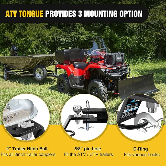 Nilight ATV/UTV Three-Way Hitch with 2 Inch Ball 3500lbs 3 Trailer Hitch Ball Mount Lawn Mover Hitch ATV UTV Trailer Hitch Adapter, 3" Drop/Rise, 3 Mounting Options