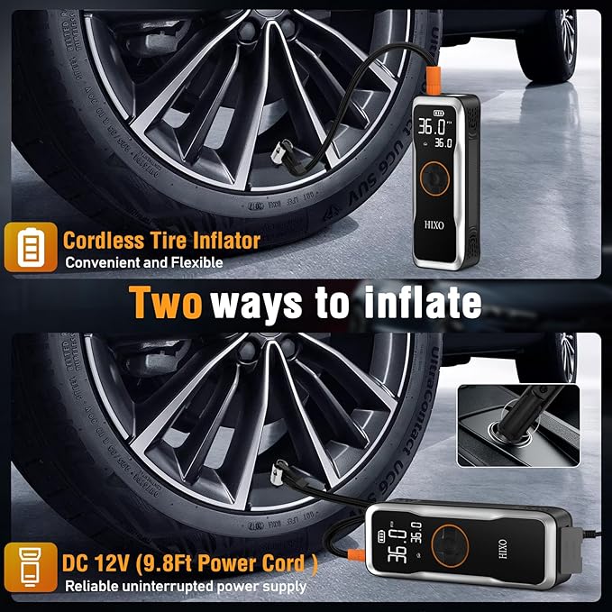 Tire Inflator Portable Air Compressor, 150PSI Air Compressor with Digital Pressure Gauge, 20000mAh & 3X Faster Portable Air Pump for Car, Motorcycle, Bicycle, Ball and More
