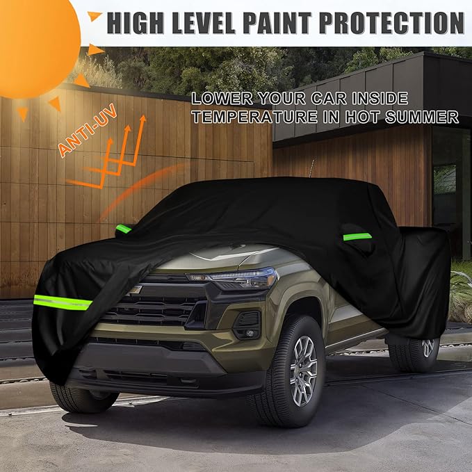 Waterproof Car Cover Compatible with Chevrolet Colorado/GMC Canyon Crew Cab 5.1ft/Extended Cab 6.1ft Bed 2015-2025, 420D All Weather Car Cover with Zipper Door for Snow Rain Dust Hail Protection