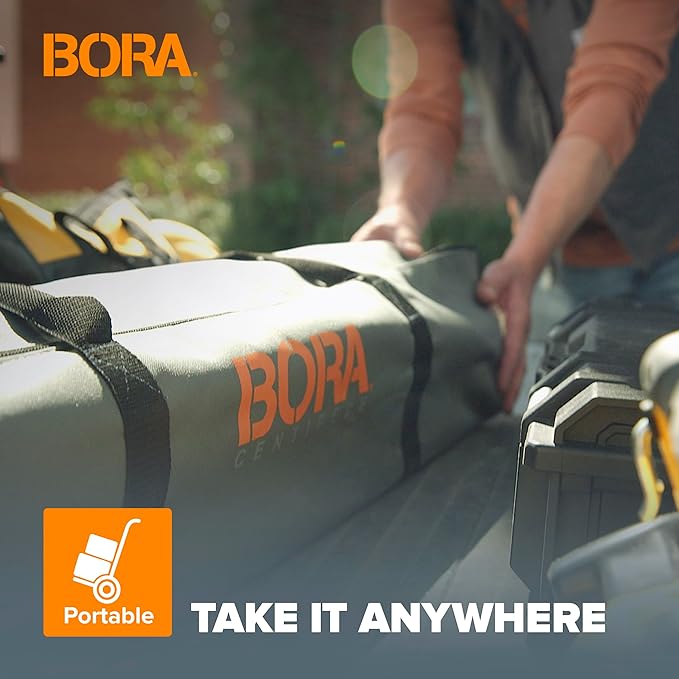 Bora Centipede 30in Folding Work Table Set - No Assembly 9-Strut Collapsible Table 3500lb Weight Limit - 4x4ft Mobile Work Station with Storage Bag, Foldable Work Bench Table - CK9S, Orange/Black
