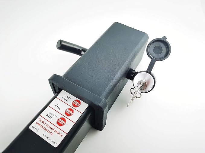 TOPTOW 63530 Trailer Hitch Receiver Lock, Right Angle Dual Pins 1/2" & 5/8" Diameter, Heavy Duty Bent Locking Pin, Black