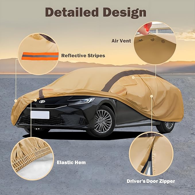 Corolla Car Cover Heavy Duty Waterproof All Weather Compatible with Toyota Corolla Sedan (2000-2024), Outdoor Anti-UV Sun Rain Protection Full Exterior Cover