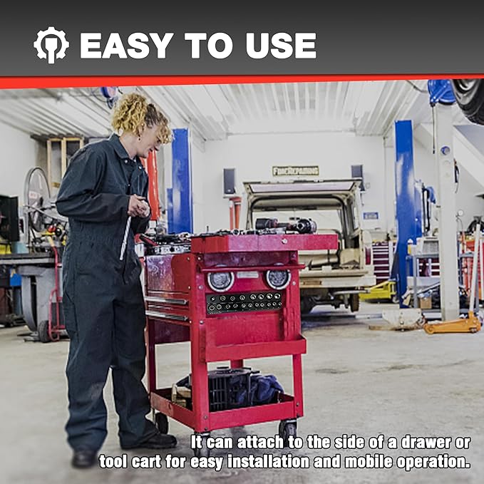 1/2" Magnetic Socket Organizer Set, 2-Piece SAE & Metric Socket Holder Kit,，Tools tray， holds 35 Deep and Shallow 1/2" Sockets, attaches to steel box/tool cart (sockets not included)