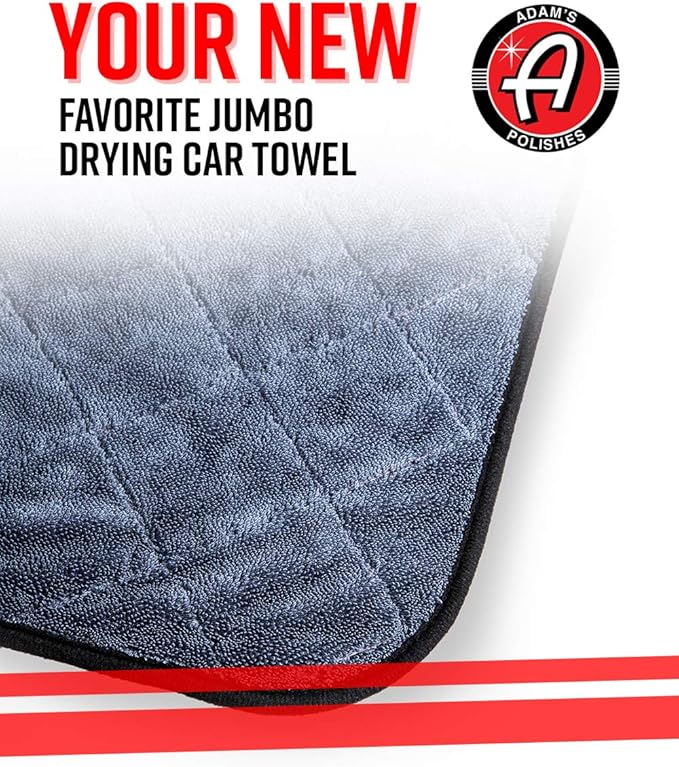 Adam's Polishes Jumbo Plush Drying Towel 33 x 29 inches 1500 GSM - Absorbent Microfiber (1 Pack), White