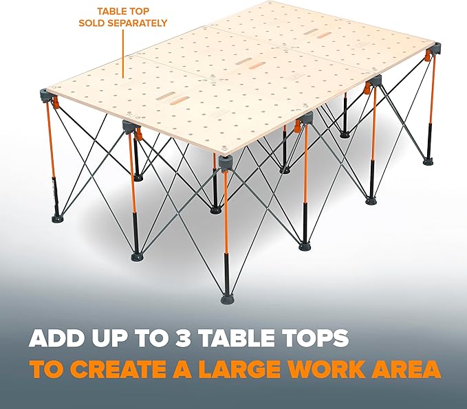 BORA Centipede Portable Workbench - Folding Work Table for Garage, Collapsible Work Bench with 4500lb Capacity, 48 x 72 in Work Support Sawhorse with Quick Clamps & Carry Bag CK12S