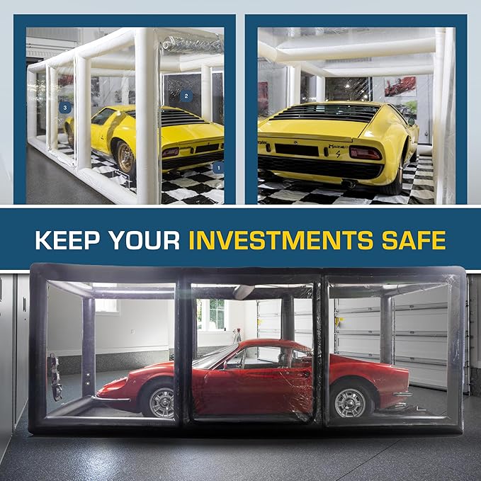 IN THE GARAGE - Ultimate Car Shield, Black - Inflatable Car Cover Indoor - Indoor Car Bubble, Inflatable Garage - Car Bubble Storage - 16' / 4.9m