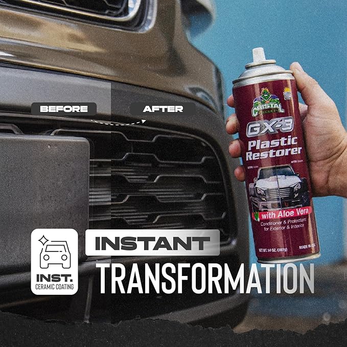 GX-3 Plastic Restorer – Black Plastic Restorer for Cars & Automotive Trim Restorer – Interior Car Cleaner & Exterior Faded Plastic, Vinyl & Rubber Renewer with Aloe Vera 4PK (14 fl oz)