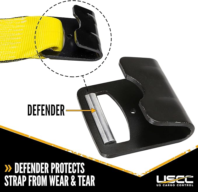 US Cargo Control Flat Hook Ratchet Strap 4 Inch x 30 Foot, 5,400 LBS Working Load Limit, Yellow 4 Inch Ratchet Straps Heavy Duty for Flatbed Trailers, Professional Flatbed Hauling
