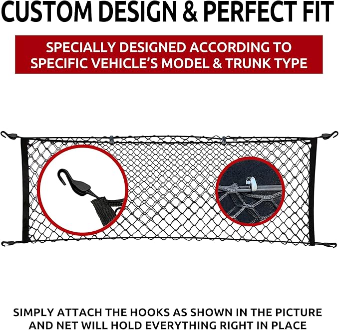 Envelope Style Trunk Cargo Net Black for BMW X5 G05 2018-2026 - Car Accessories - Premium Trunk Organizers and Storage - Cargo Net for SUV - Vehicle Carrier Organizer for BMW X5 G05