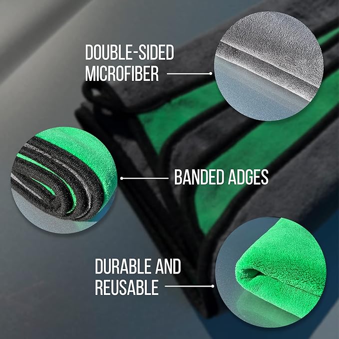 Extra Large Car Drying Towel - 800 GSM Premium Microfiber Drying Towels for Cars - Car Drying Towels Extra Large Super Absorbent, Professional XL Car Towel for Any Vehicle - 40x24, Green