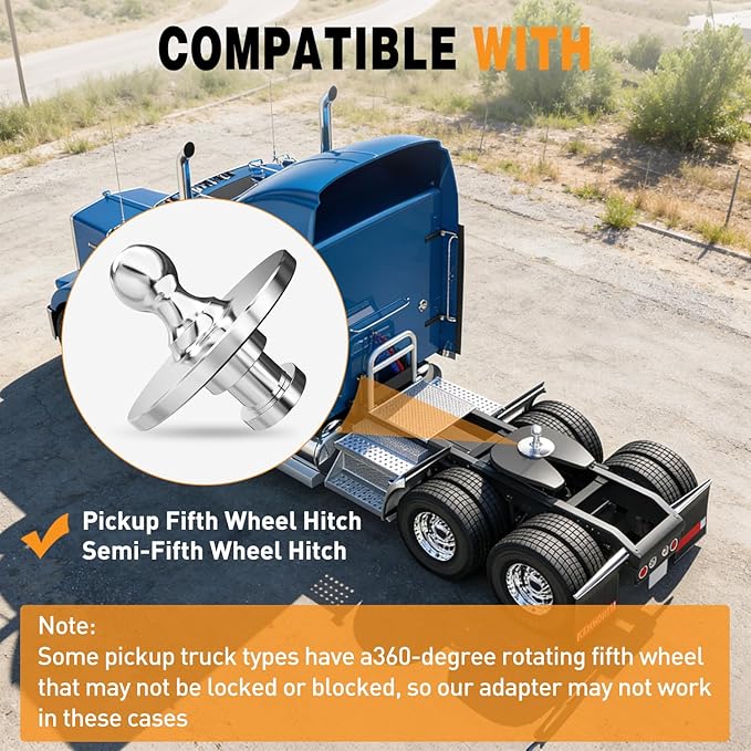 Nilight Fifth Wheel to Gooseneck Ball Adapter, Kingpin to 2-5/16 Inch Gooseneck Ball Towing Receiver Adapter for Trailer Tractor w/ 30,000lbs Max Load, Silver