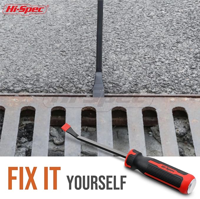 Hi-Spec Prybar Set: 1pc Short Small Steel Pry Bar. Ergonomic Non-Slip Handles with Heavy Duty Striking Cap for Wood, Tiles, Trim and Molding. 8" (0.6ft) / 0.2m Total Length.