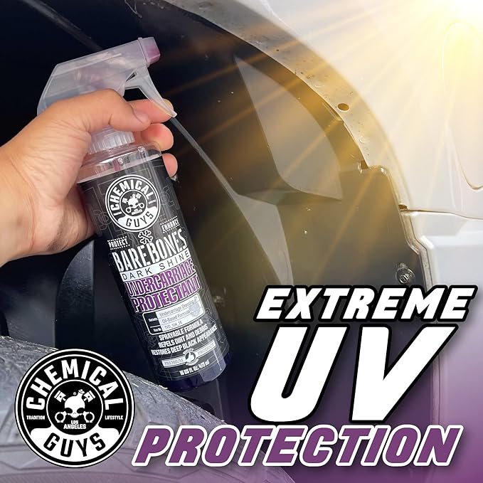 Chemical Guys Bare Bones Premium Dark Shine Spray - For Undercarriage, Wheel Wells & Trim - Deep Black Finish, Non-Greasy, Safe for Cars, Trucks, SUVs, RVs - 128 oz (1 Gallon)