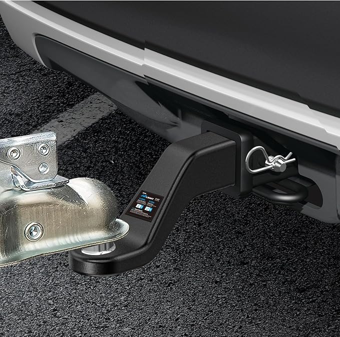 Nilight Trailer Hitch Ball Mount with 5/8" Hitch Pin Clip Fits 2-1/2 Inch Receiver Square 15000 lbs 4" Drop, 2-1/2" Rise, 1-1/4-Inch Hole, Gloss Black Powder Coat