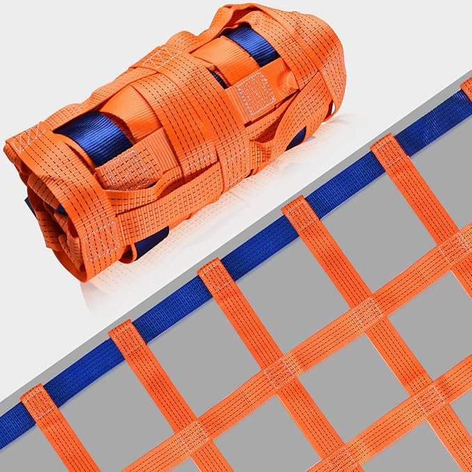 4.92' x 4.92' Cargo Lifting Nets - Flat Polyester Sling Hoisting Net - Max. Load Capacity: 2200lbs