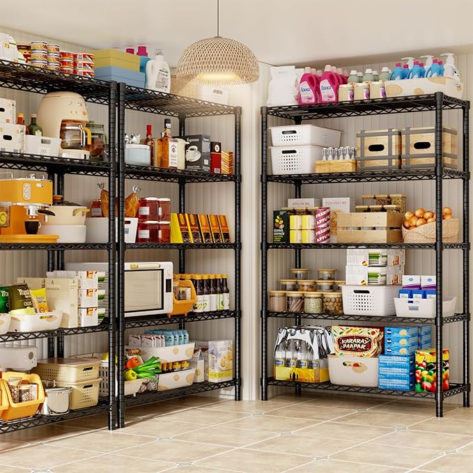 Storage Shelves, 36" L x 14" W x 72" H Heavy Duty Garage Wire Shelving Unit Loads 1750LBS, 5-Tier Adjustable Metal Industrial Utility Shelf Rack for Kitchen, Laundry Room, Basement