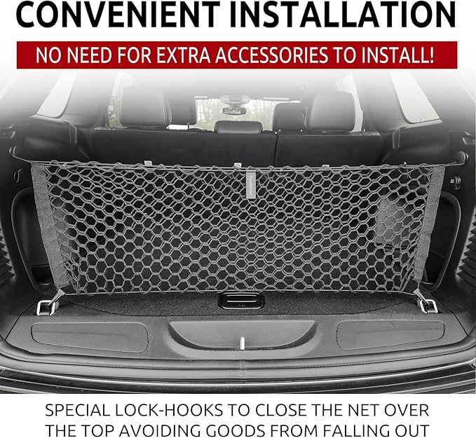 Envelope Style Trunk Mesh Cargo Net - For Jeep Grand Cherokee 2011 - 2021 Car Accessories - Premium Trunk Organizers and Storage - SUV Truck Cargo Nets - Vehicle Carrier Organizer for Cherokee WK