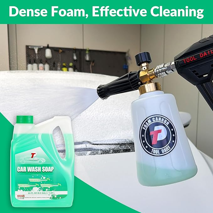 Tool Daily Foam Cannon for Pressure Washer with Car Wash Soap, Adjustable Snow Foam Lance, Additional Orifice Nozzle 1.1mm, 1/4” Quick Connect