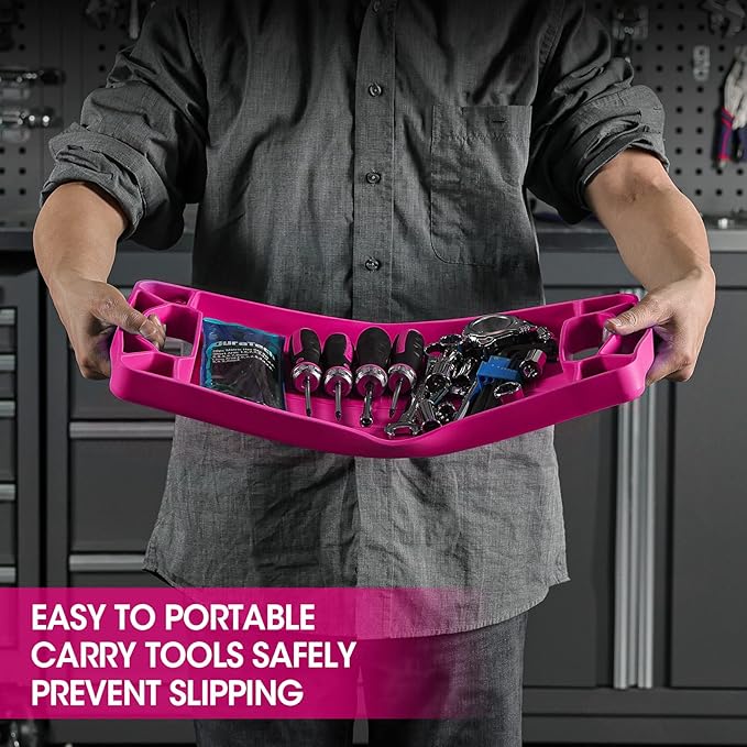 DuraTech Flexible Tool Tray, Silicone Tool Holder for Mechanics Storage, Heat and Chemical Resistant Tool Organizer for Automotive, Industry and Household(3pack Pink)
