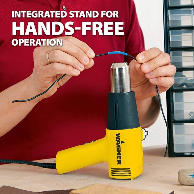 Wagner Spraytech 0503008 HT1000 Heat Gun, 2 Temp Settings 750ᵒF & 1000ᵒF, Great for Soften Paint, Caulking, Adhesive, Putty Removal, Shrink Wrap, Bend Plastic Pipes, Loosen Rusted Nuts Bolts, Yellow