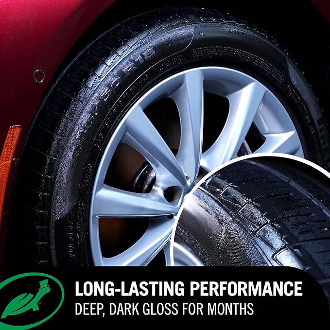 Turtle Wax Hybrid Solutions Graphene Acrylic Tire Shine Spray Coating, Long-Lasting Rich Black Shine, No-Sling, Water-Resistant Tire Dressing with UV and Dirt Repellent Protection, 23oz (Pack of 2)