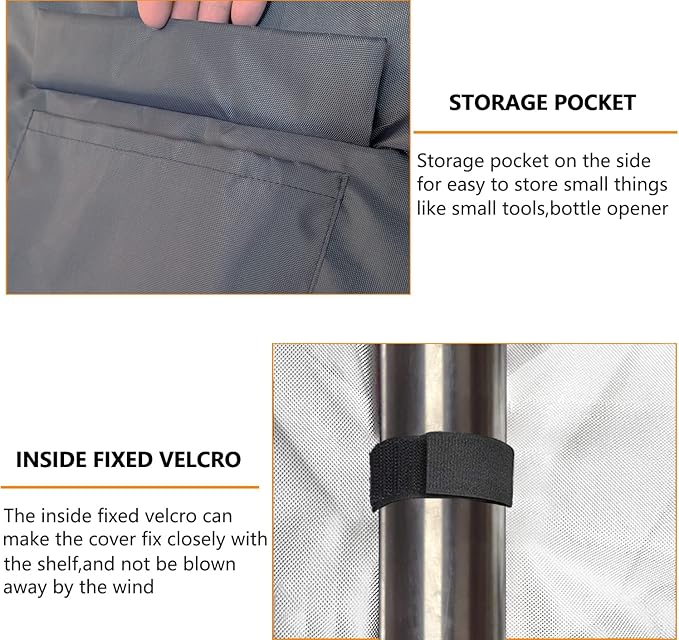Waterproof Shelf Cover,600D Heavy Duty Dustproof Storage Wire Rack Covers,Outdoor Shelving Covers for Wire Shelves with Zipper 30''x14''x62'',Grey.