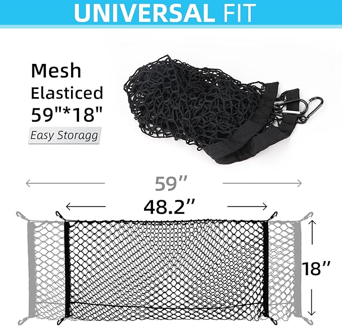 Cargo Net for Pickup Truck Bed for Trunk Organizers and Storage Additional with 4 Metal Carabiner Buckles - Silverdo, Ford F150,GMC