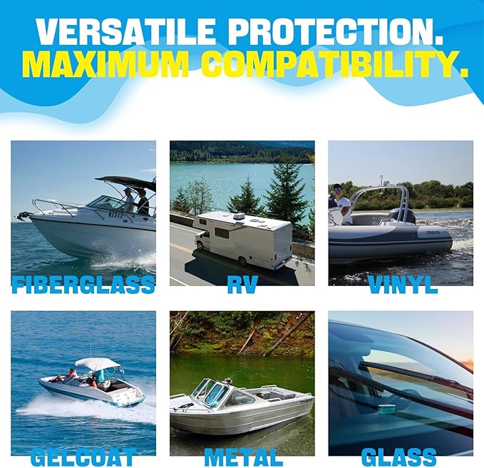 Marine Ceramic Coating For Boats - Rv Wax With Uv Protection For Fiberglass | Uv Damage Protection & Surface Enhancement | Boat Spray Wax， Boat Cleaner, Boat Accessories (2Pcs)